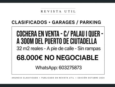 COCHERA EN CIUTADELLA